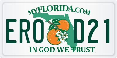 FL license plate EROD21