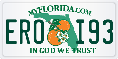 FL license plate EROI93