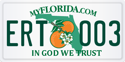 FL license plate ERTO03