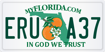 FL license plate ERUA37