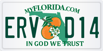 FL license plate ERVD14