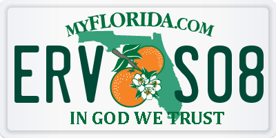 FL license plate ERVS08