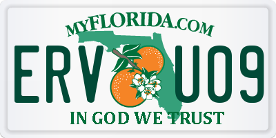 FL license plate ERVU09
