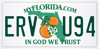 FL license plate ERVU94