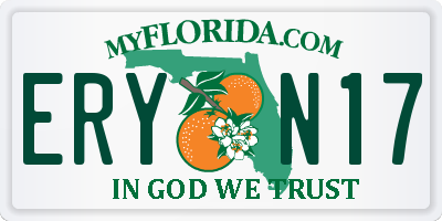FL license plate ERYN17