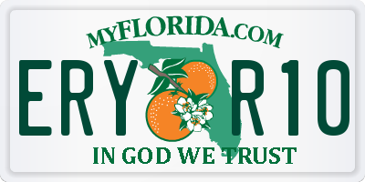 FL license plate ERYR10