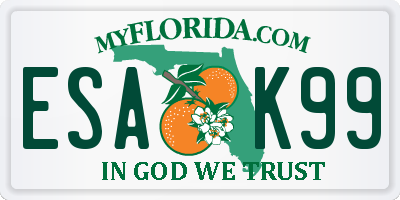 FL license plate ESAK99