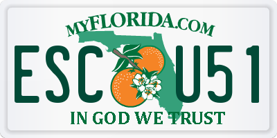 FL license plate ESCU51