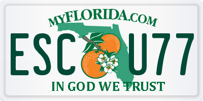 FL license plate ESCU77
