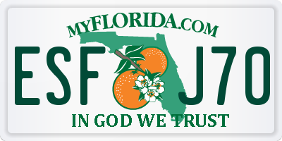 FL license plate ESFJ70