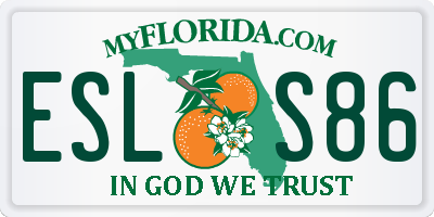 FL license plate ESLS86