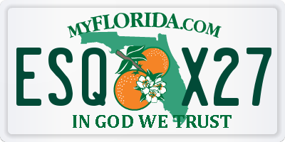 FL license plate ESQX27