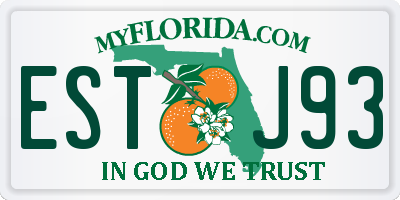 FL license plate ESTJ93