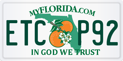 FL license plate ETCP92