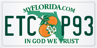 FL license plate ETCP93
