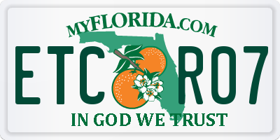 FL license plate ETCR07