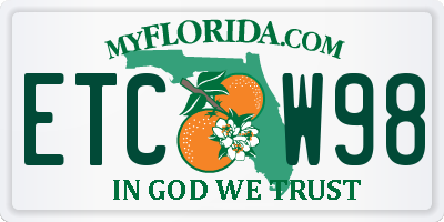 FL license plate ETCW98