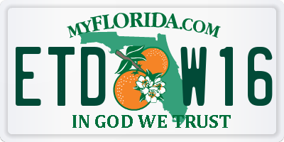 FL license plate ETDW16