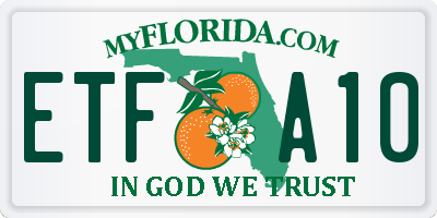 FL license plate ETFA10
