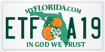 FL license plate ETFA19