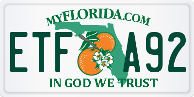 FL license plate ETFA92