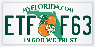 FL license plate ETFF63