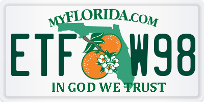 FL license plate ETFW98
