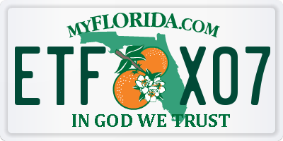 FL license plate ETFX07