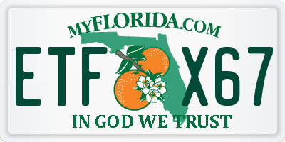 FL license plate ETFX67