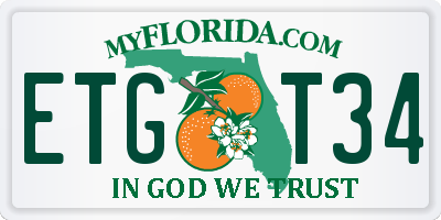 FL license plate ETGT34