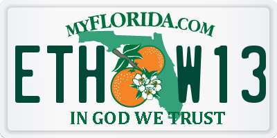 FL license plate ETHW13