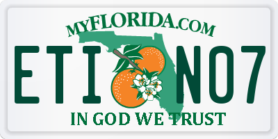 FL license plate ETIN07