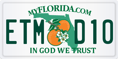 FL license plate ETMD10