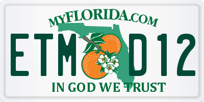 FL license plate ETMD12