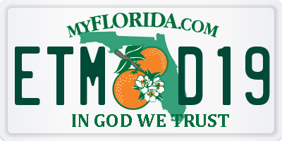 FL license plate ETMD19