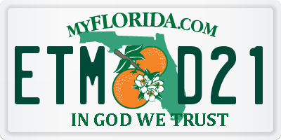 FL license plate ETMD21