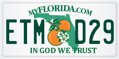 FL license plate ETMD29