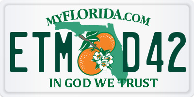 FL license plate ETMD42