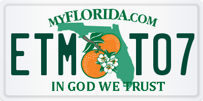 FL license plate ETMT07