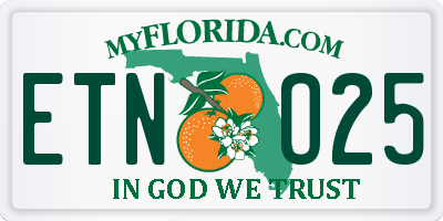 FL license plate ETNO25