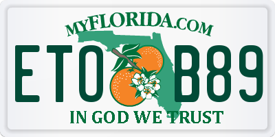 FL license plate ETOB89