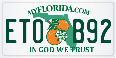 FL license plate ETOB92