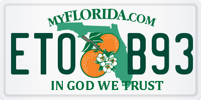 FL license plate ETOB93