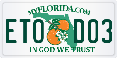 FL license plate ETOD03