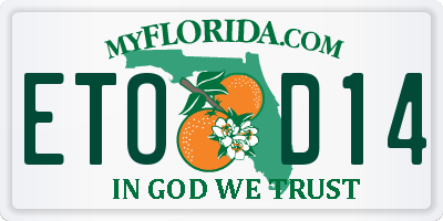 FL license plate ETOD14