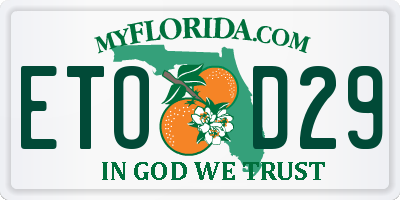 FL license plate ETOD29