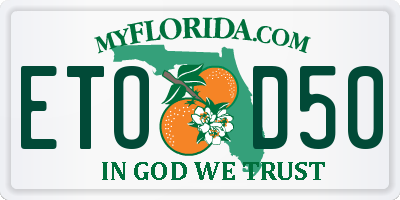 FL license plate ETOD50