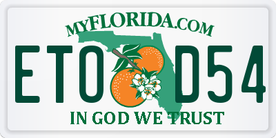 FL license plate ETOD54