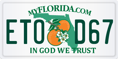 FL license plate ETOD67