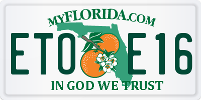 FL license plate ETOE16